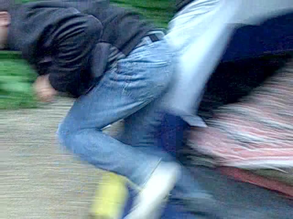 Video thumbnail showing: 2 men wake up inside camping tent from the sound of a spoon hitting a pot very loud. 1 man runs into the bushes. Surprise.